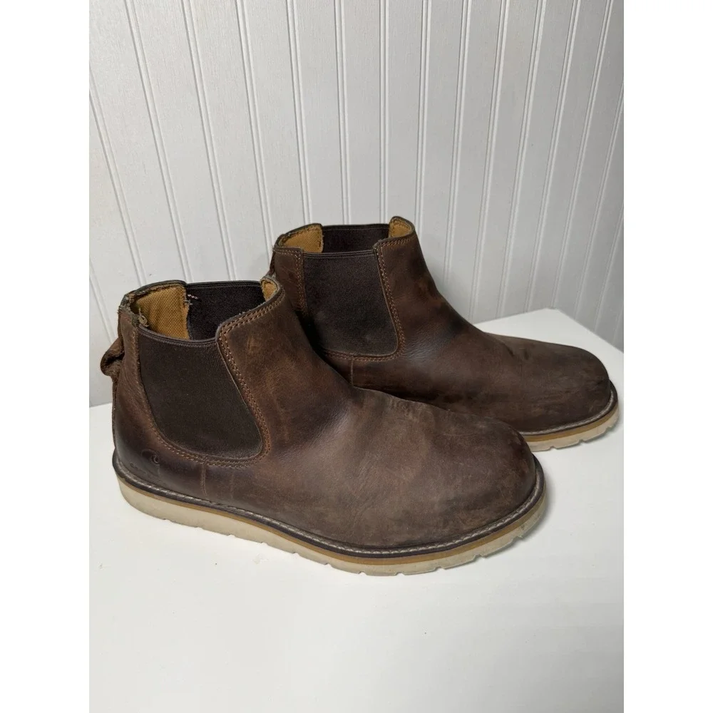 Carhartt Boots Mens 10.5 Brown Wedge Chelsea Steel Toe Workwear